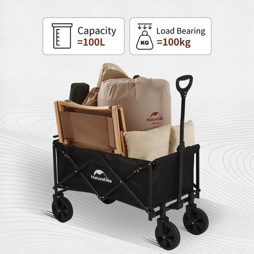 Carro Plegable Multiuso Camping Playa Jardin Naturehike Negro - Imagen 3
